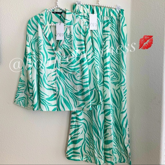 ZARA BNWT Pajama Style Lounge Wear 2pc Coord Set - Picture 14 of 14